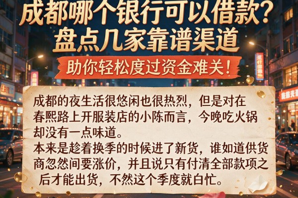 成都哪个银行可以借款？盘点几家靠谱渠道，助你轻松度过资金难关！