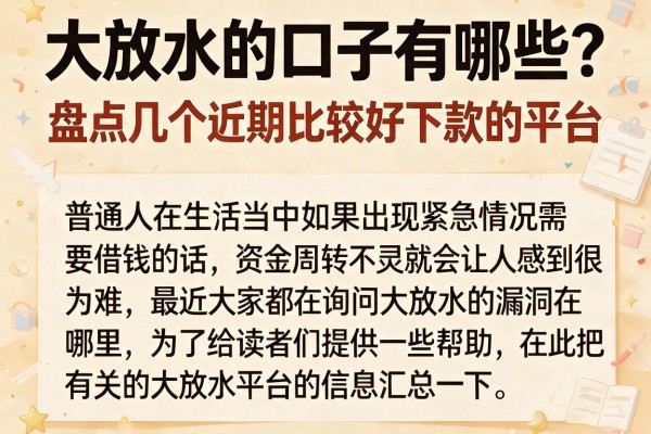 大放水的口子有哪些？盘点几个近期比较好下款的平台