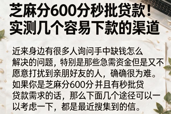 芝麻分600分秒批贷款：实测几个容易下款的渠道