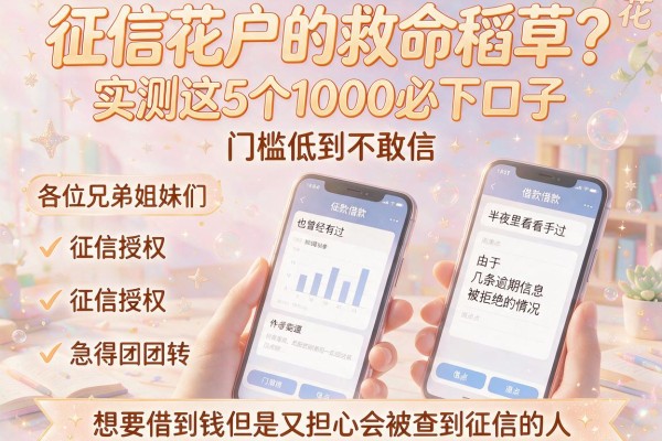 征信花户的救命稻草？实测这5个1000必下口子，门槛低到不敢信