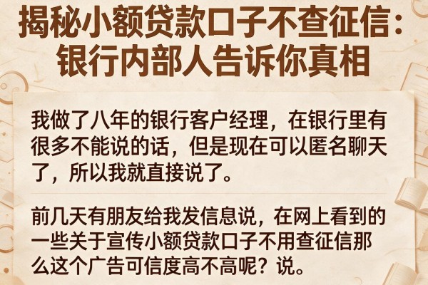 揭秘小额贷款口子不查征信：银行内部人告诉你真相