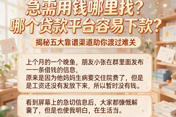 急需用钱哪里找？哪个贷款平台容易下款？揭秘五大靠谱渠道助你渡过难关