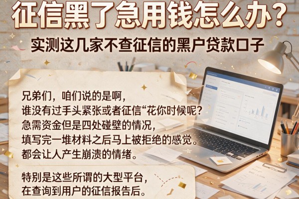 征信黑了急用钱怎么办？实测这几家不查征信的黑户贷款口子