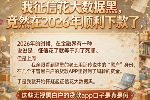我征信花大数据黑，竟然在2026年顺利下款了，这些无视黑白户的贷款app口子是真是假