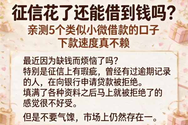 征信花了还能借到钱吗？亲测5个类似小微借款的口子，下款速度真不赖