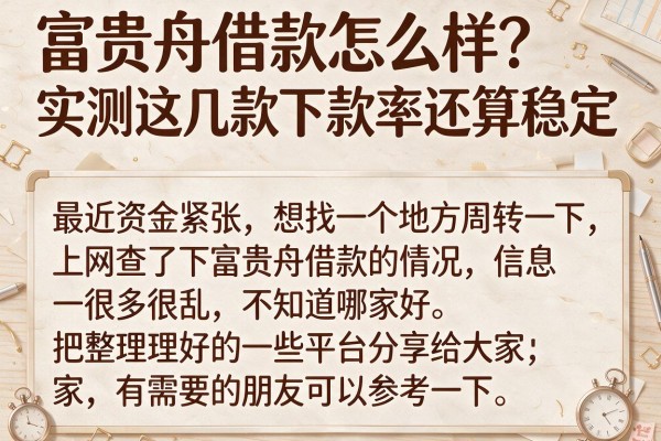 富贵舟借款怎么样？实测这几款下款率还算稳定