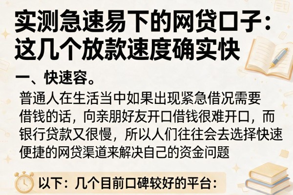 实测急速易下的网贷口子：这几个放款速度确实快