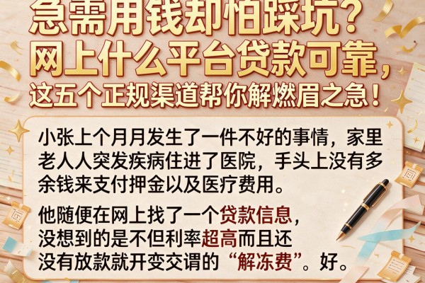 急需用钱却怕踩坑？网上什么平台贷款可靠，这五个正规渠道帮你解燃眉之急！