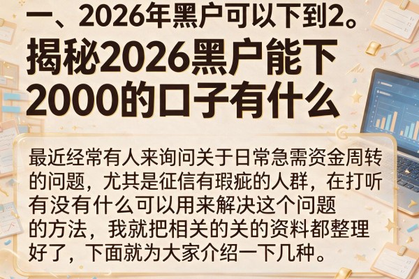 揭秘2026黑户能下2000的口子有什么，整理出这些参考
