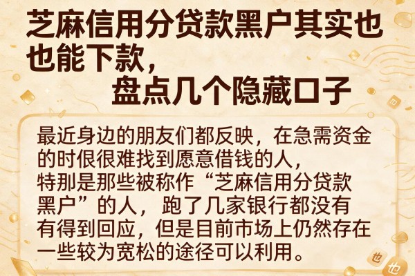 芝麻信用分贷款黑户其实也能下款，盘点几个隐藏口子