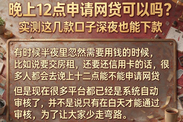 晚上12点申请网贷可以吗？实测这几款口子深夜也能下款