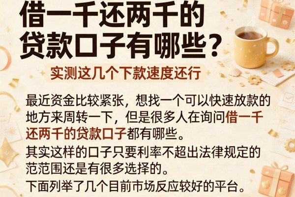 借一千还两千的贷款口子有哪些?实测这几个下款速度还行