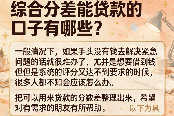 综合分差能贷款的口子有哪些？整理几个还能下款的