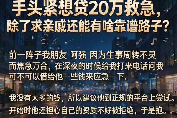 手头紧想贷20万救急，除了求亲戚还能有啥靠谱路子？