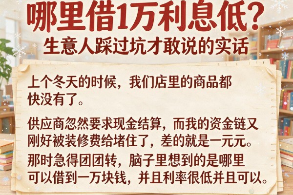 哪里借1万利息低？生意人踩过坑才敢说的实话