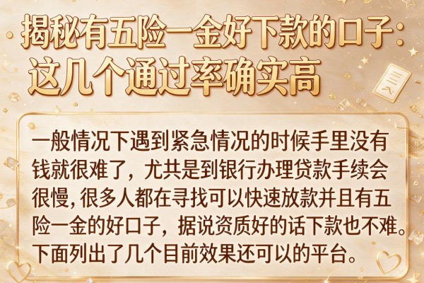 揭秘有五险一金好下款的口子，这几个通过率确实高