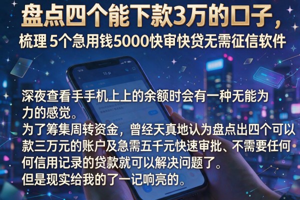 盘点四个能下款3万的口子，梳理5个急用钱5000快审快贷无需征信软件