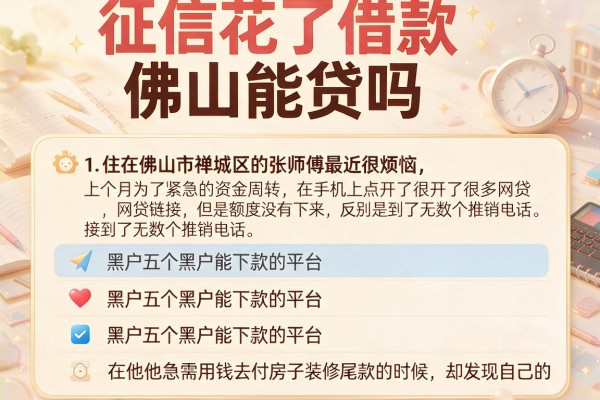 征信花了借款佛山能贷吗，理出五个黑户能下款的平台
