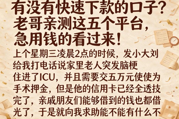 有没有快速下款的口子？老哥亲测这五个平台，急用钱的看过来！
