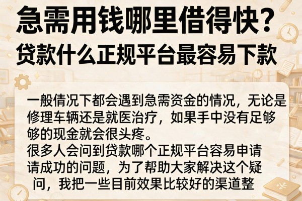 急需用钱哪里借得快？贷款什么正规平台最容易下款看这里