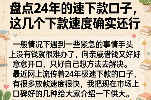 盘点24年的速下款口子,这几个下款速度确实还行