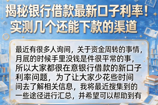 揭秘银行借款最新口子利率:实测几个还能下款的渠道