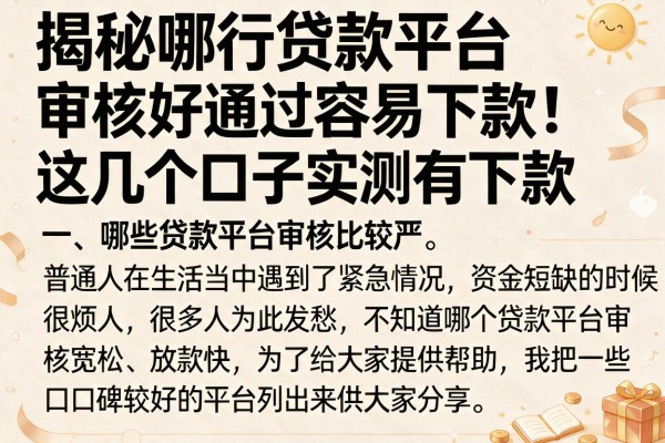 揭秘哪行贷款平台审核好通过容易下款，这几个口子实测有下款
