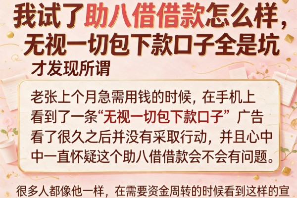 我试了助八借借款怎么样，才发现所谓无视一切包下款口子全是坑