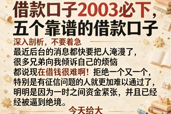 借款口子2003必下，深入剖析五个靠谱的借款口子