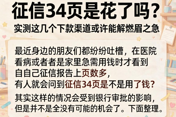 征信34页是花了吗？实测这几个下款渠道或许能解燃眉之急