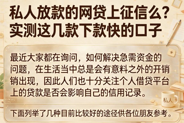 私人放款的网贷上征信么？实测这几款下款快的口子
