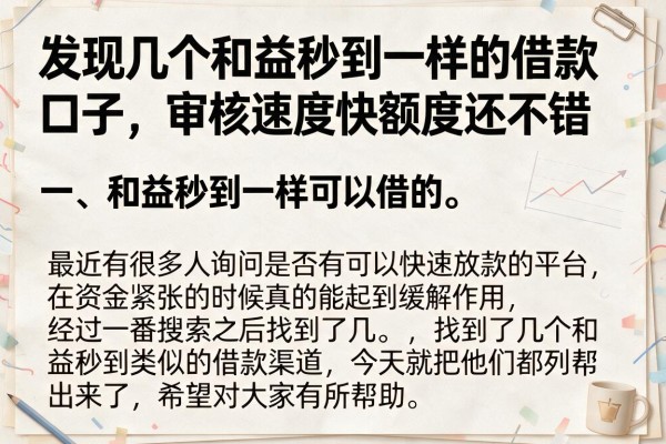 发现几个和益秒到一样的借款口子，审核速度快额度还不错